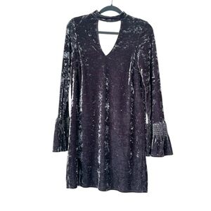 Women’s AQUA gray velvet mini party cocktail whimsigoth cut out dress size XS